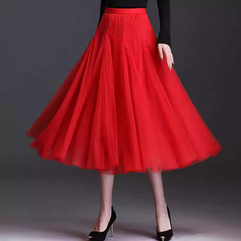 Red Pleated Skirt