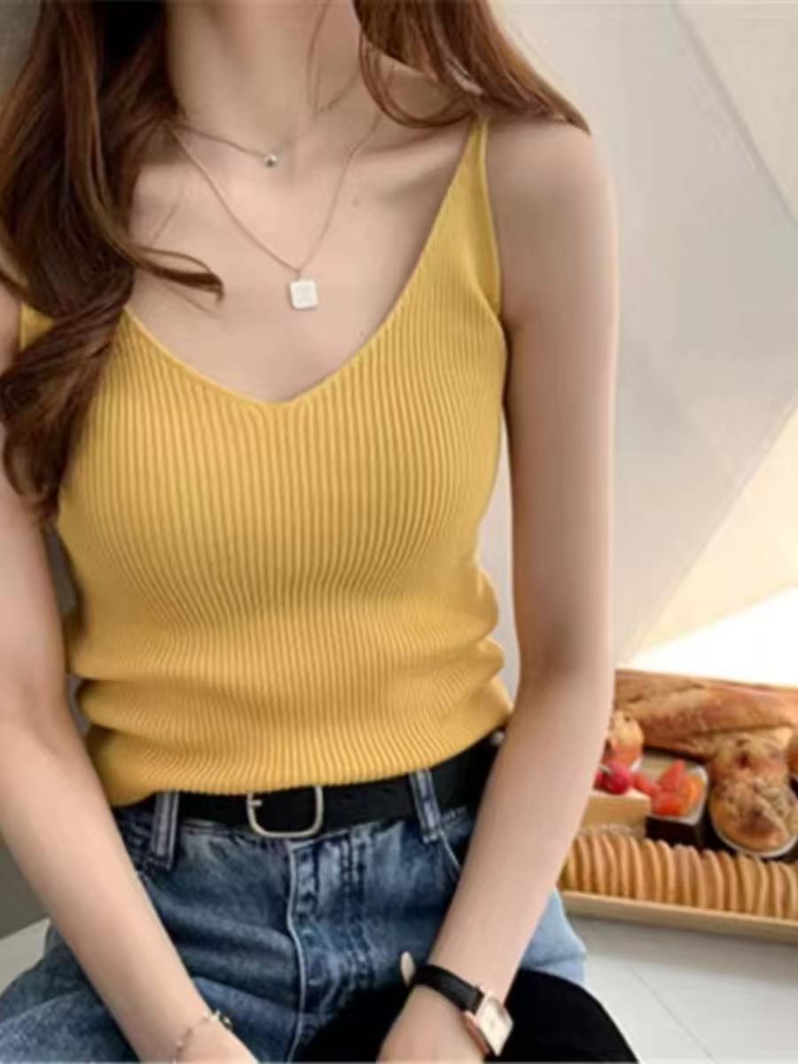 Women’s Ribbed Knit Top – Slim Fit Stretchy Camisole / Long Sleeve / Short Sleeve