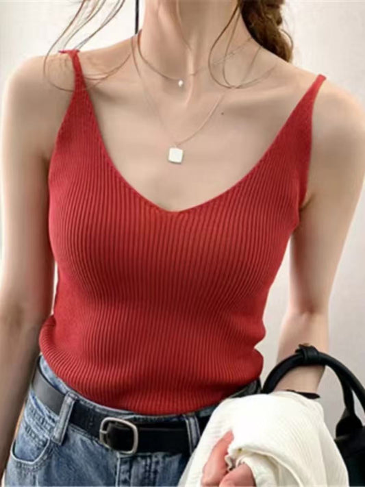 Women’s Ribbed Knit Top – Slim Fit Stretchy Camisole / Long Sleeve / Short Sleeve