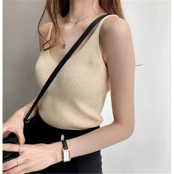 Women’s Ribbed Knit Top – Slim Fit Stretchy Camisole / Long Sleeve / Short Sleeve