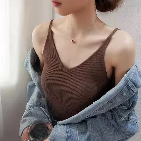 Women’s Ribbed Knit Top – Slim Fit Stretchy Camisole / Long Sleeve / Short Sleeve